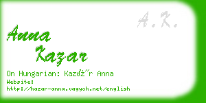 anna kazar business card